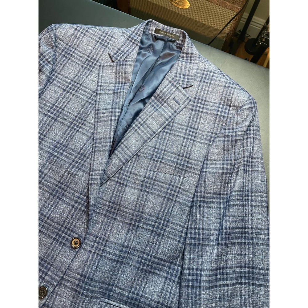 Lauren Ralph Lauren Blazer Mens 44S Blue Excellent Plaid 2-Button Sport Coat